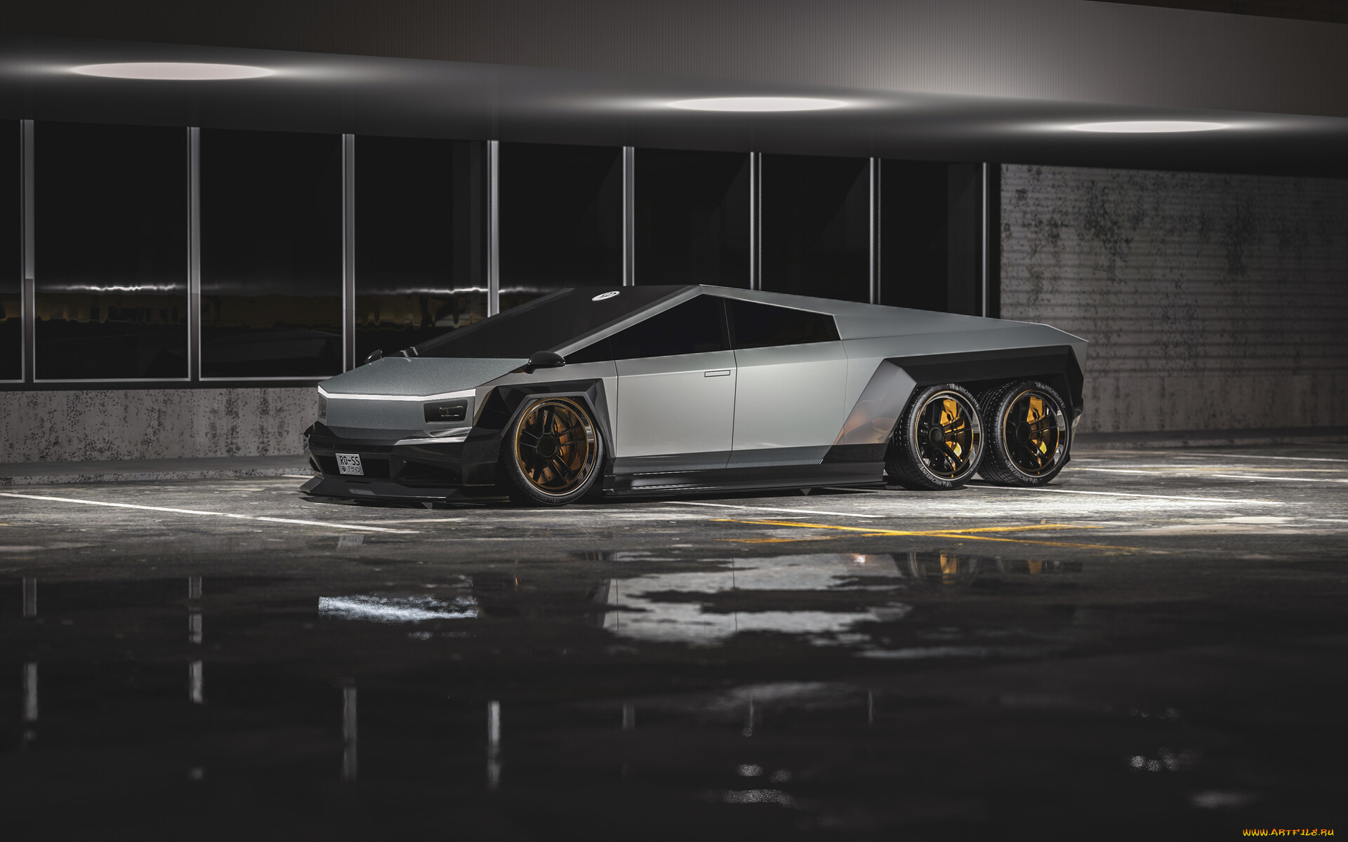 , 3, tesla, cyber, truck, 6x6, widebody